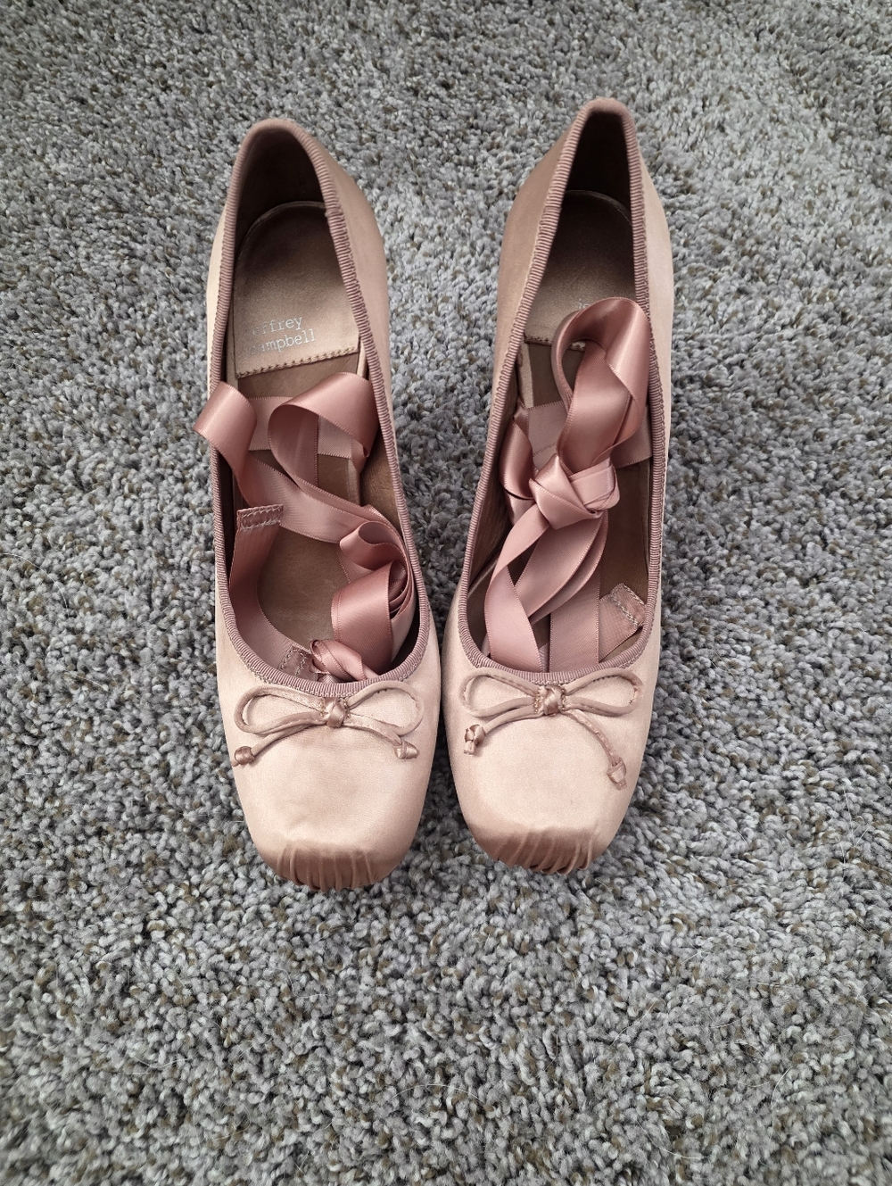 NEW Jeffery Campbell Nympha Ballet Square Toe Lace Up Pink Satin Heels Size 9